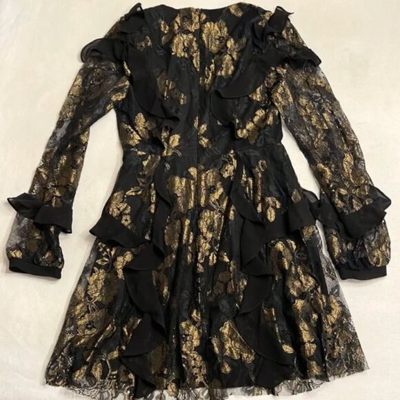 NWT For Love and Lemons Bumble Ruffle Long Sleeve Mini Dress - small - Picture 3 of 5